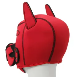 Kinky Puppy Cagoule Puppy Fox Néoprène Rouge-Noir